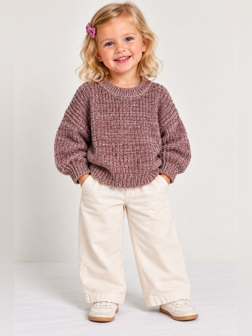 Cotton On Baby Pink Marled Chunky Knit Sweater | Size 12-18 Months